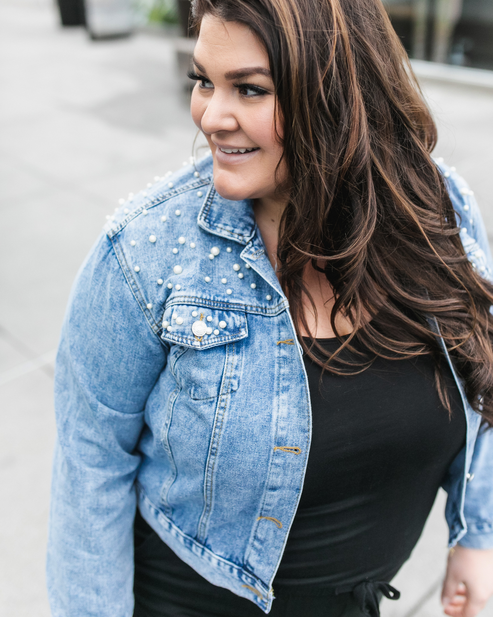 All-denim outfit: jean jacket, boyfriend jeans, chambray top.